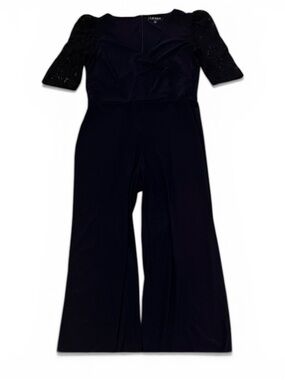 Ralph Lauren | Navy Blue Lace Edgy Puff Sleeve Straight Leg Evening Jumpsuit